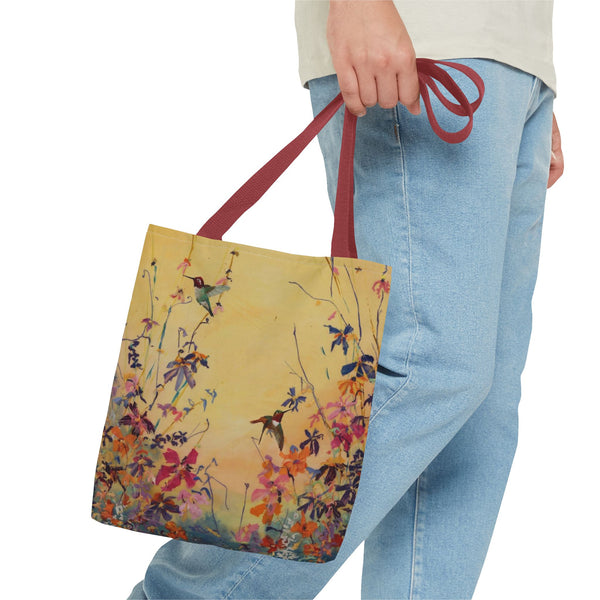 Hummingbirds at Dawn  Bag, Reusable Shopping Tote, Summer Beach Bag, Eco-Friendly Carryall, Gift for Nature Lovers