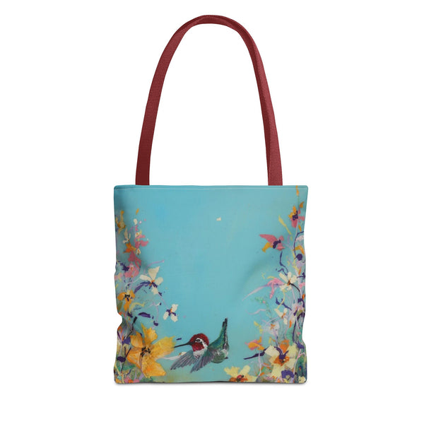 Hummingbird Tote Bag - Anna Hummingbird Diving Into Flowers Design
