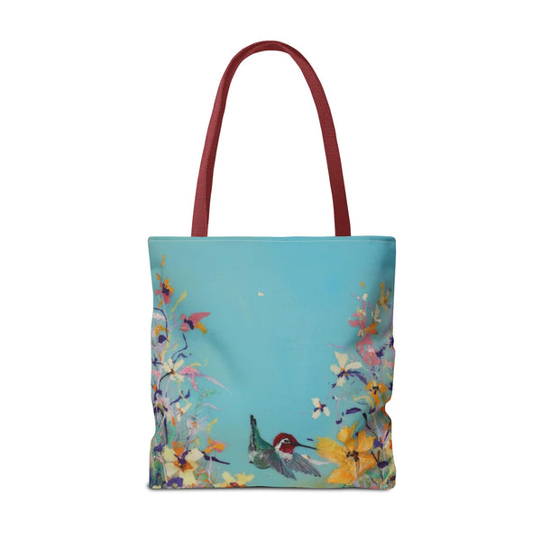 Hummingbird Tote Bag - Anna Hummingbird Diving Into Flowers Design