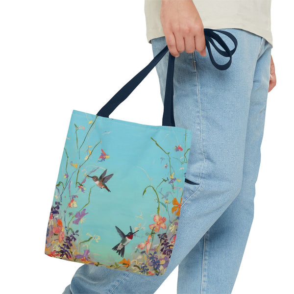 Floral Hummingbird Tote Bag, Stylish Reusable Shopping Bag, Beach Tote, Gift for Nature Lovers, Eco-Friendly Daily Essential
