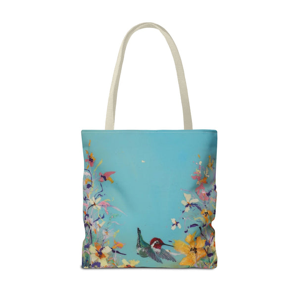 Hummingbird Tote Bag - Anna Hummingbird Diving Into Flowers Design