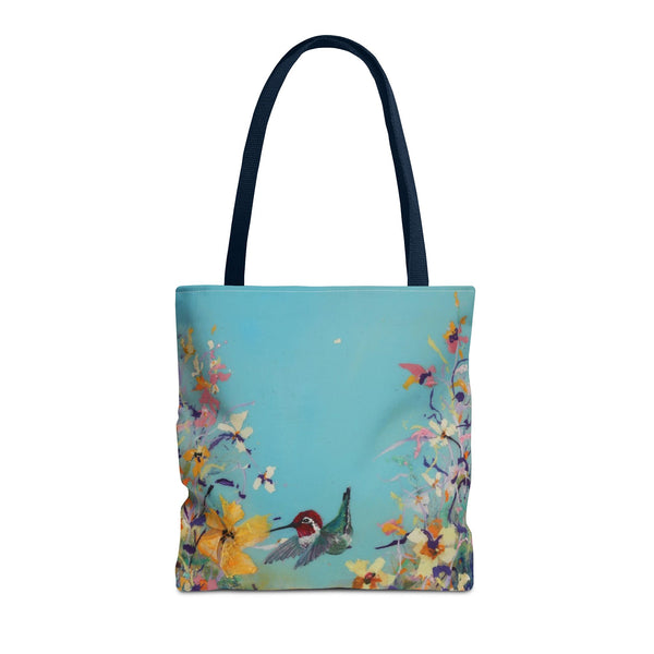 Hummingbird Tote Bag - Anna Hummingbird Diving Into Flowers Design