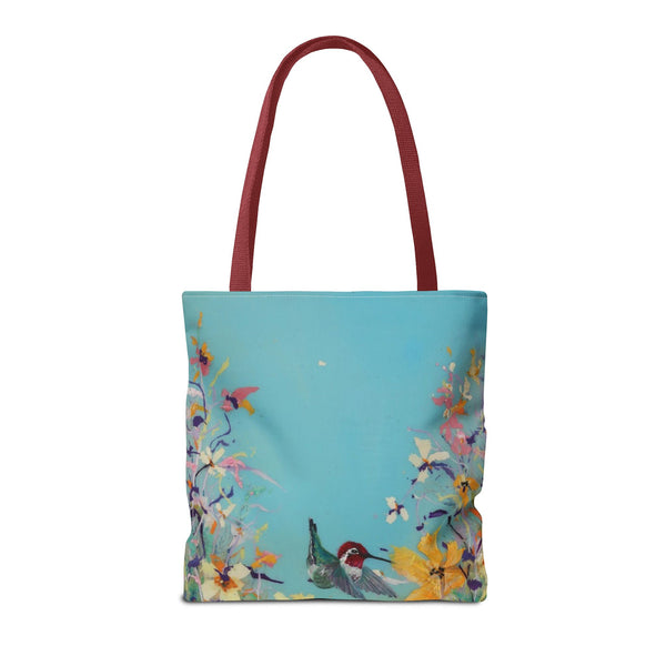 Hummingbird Tote Bag - Anna Hummingbird Diving Into Flowers Design
