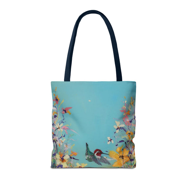 Hummingbird Tote Bag - Anna Hummingbird Diving Into Flowers Design
