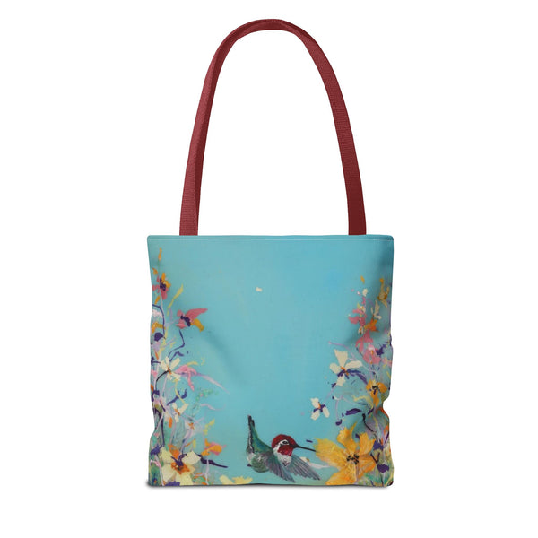 Hummingbird Tote Bag - Anna Hummingbird Diving Into Flowers Design