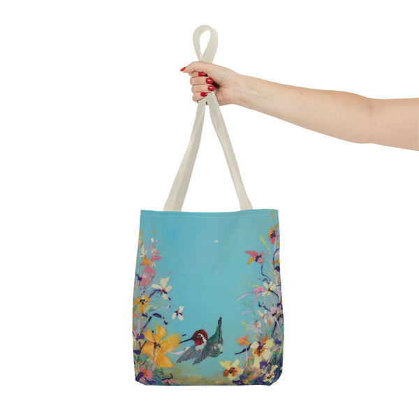 Hummingbird Tote Bag - Anna Hummingbird Diving Into Flowers Design