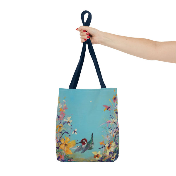 Hummingbird Tote Bag - Anna Hummingbird Diving Into Flowers Design