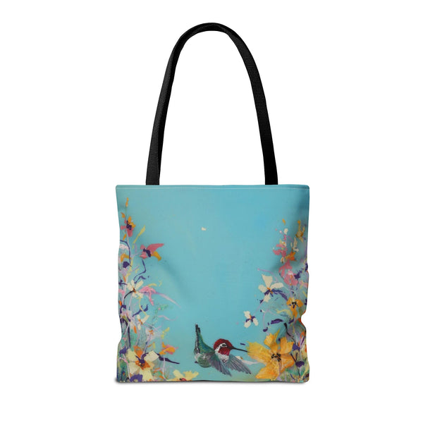 Hummingbird Tote Bag - Anna Hummingbird Diving Into Flowers Design