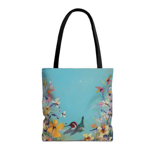 Hummingbird Tote Bag - Anna Hummingbird Diving Into Flowers Design