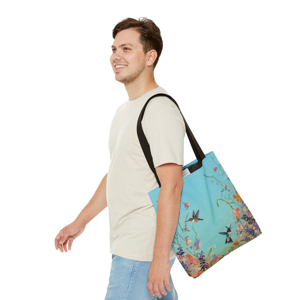 Floral Hummingbird Tote Bag, Stylish Reusable Shopping Bag, Beach Tote, Gift for Nature Lovers, Eco-Friendly Daily Essential