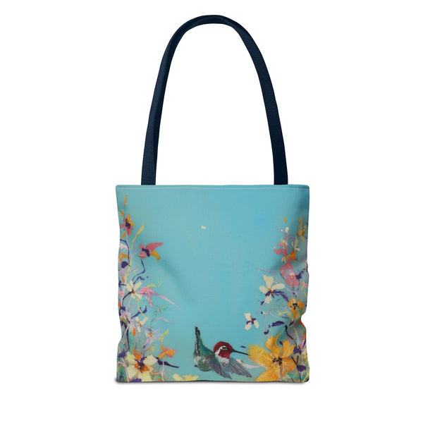Hummingbird Tote Bag - Anna Hummingbird Diving Into Flowers Design