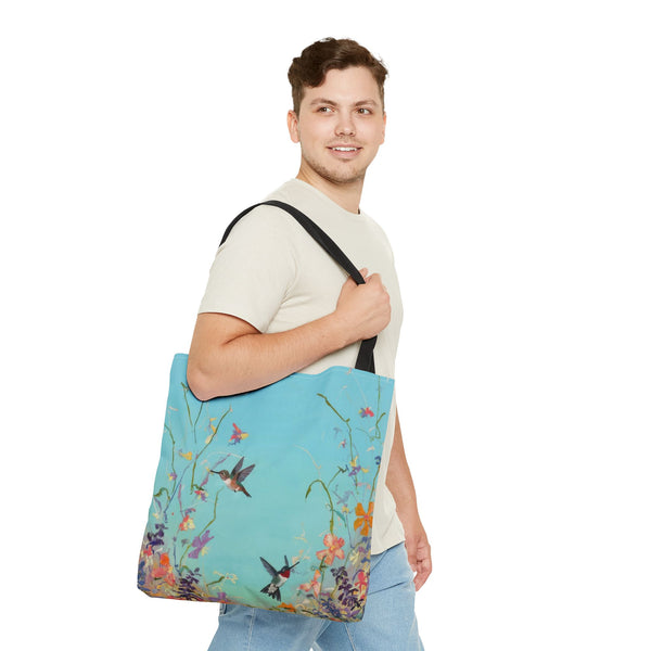 Floral Hummingbird Tote Bag, Stylish Reusable Shopping Bag, Beach Tote, Gift for Nature Lovers, Eco-Friendly Daily Essential