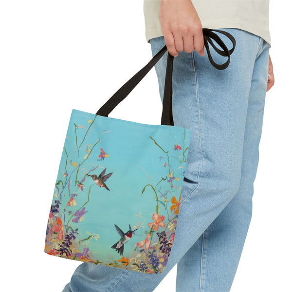 Floral Hummingbird Tote Bag, Stylish Reusable Shopping Bag, Beach Tote, Gift for Nature Lovers, Eco-Friendly Daily Essential
