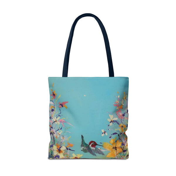 Hummingbird Tote Bag - Anna Hummingbird Diving Into Flowers Design