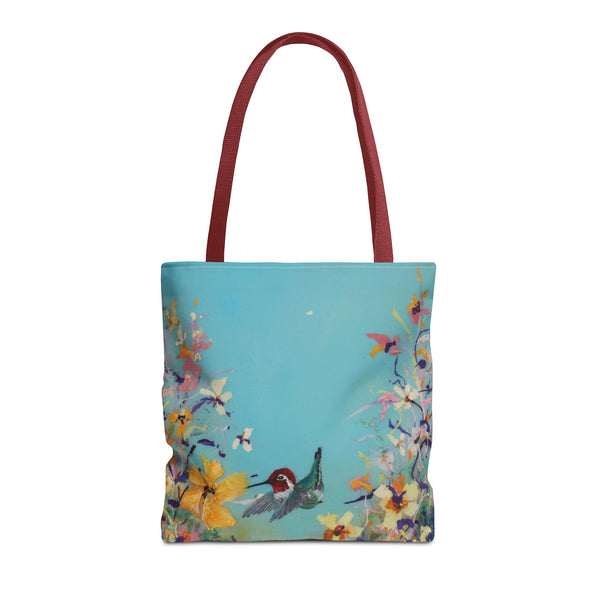 Hummingbird Tote Bag - Anna Hummingbird Diving Into Flowers Design