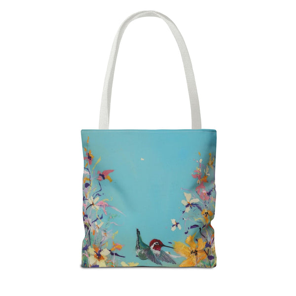 Hummingbird Tote Bag - Anna Hummingbird Diving Into Flowers Design