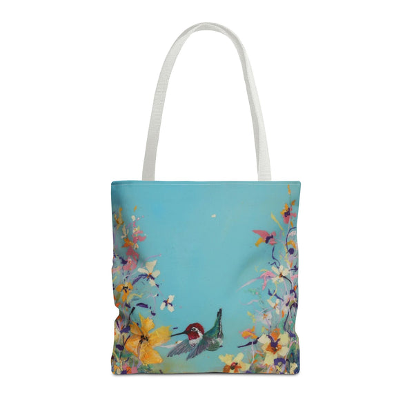 Hummingbird Tote Bag - Anna Hummingbird Diving Into Flowers Design