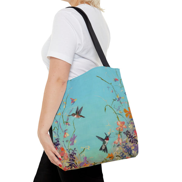 Floral Hummingbird Tote Bag, Stylish Reusable Shopping Bag, Beach Tote, Gift for Nature Lovers, Eco-Friendly Daily Essential