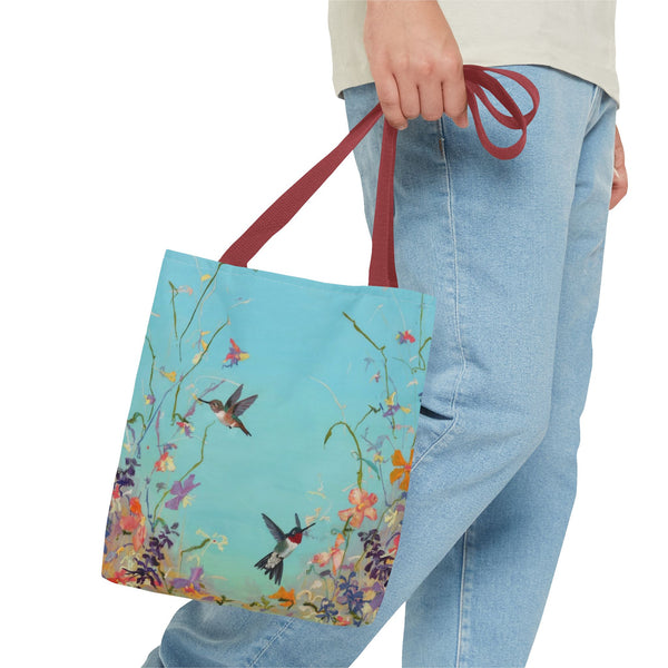 Floral Hummingbird Tote Bag, Stylish Reusable Shopping Bag, Beach Tote, Gift for Nature Lovers, Eco-Friendly Daily Essential