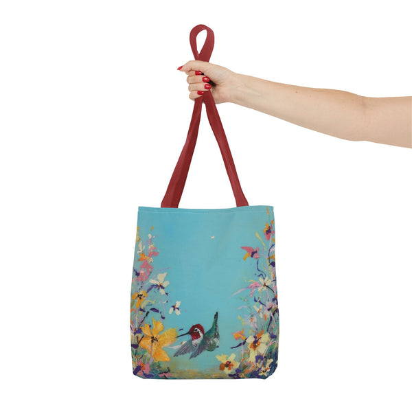 Hummingbird Tote Bag - Anna Hummingbird Diving Into Flowers Design