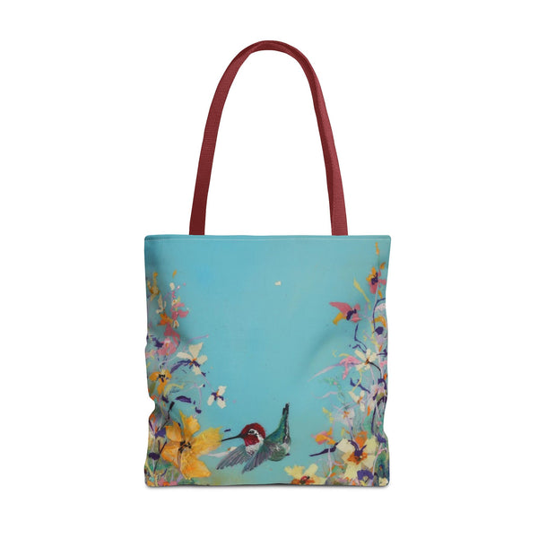 Hummingbird Tote Bag - Anna Hummingbird Diving Into Flowers Design