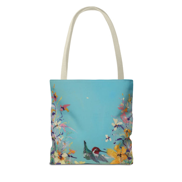 Hummingbird Tote Bag - Anna Hummingbird Diving Into Flowers Design