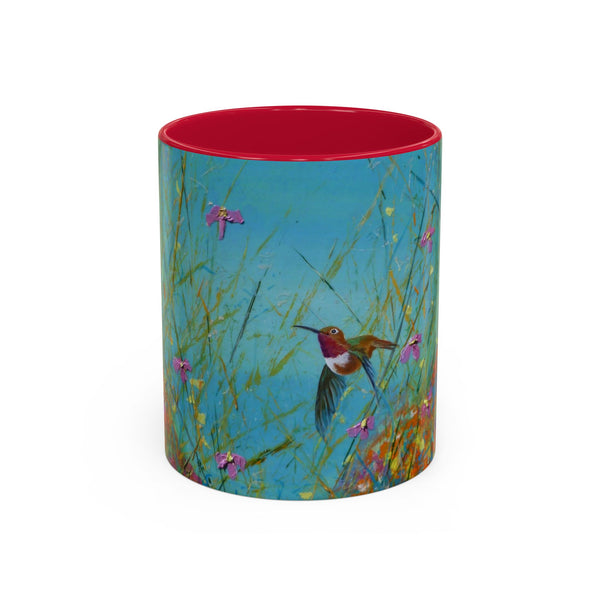 Mug - Allen Hummingbird flying home after a days work of harvesting in the meadow