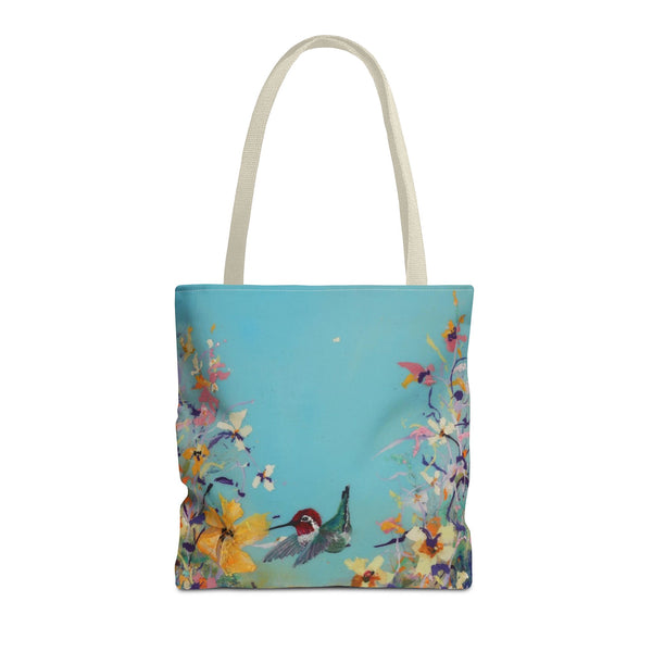 Hummingbird Tote Bag - Anna Hummingbird Diving Into Flowers Design