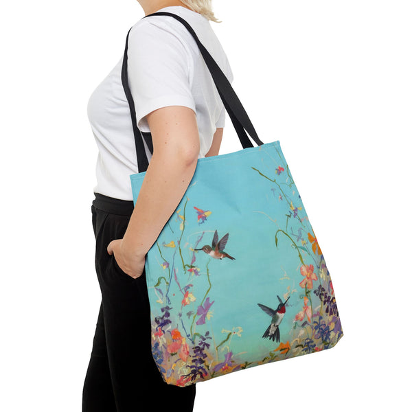Floral Hummingbird Tote Bag, Stylish Reusable Shopping Bag, Beach Tote, Gift for Nature Lovers, Eco-Friendly Daily Essential