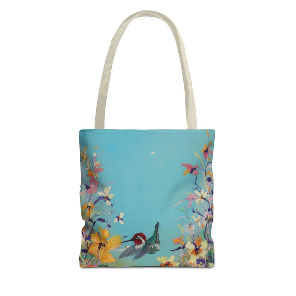 Hummingbird Tote Bag - Anna Hummingbird Diving Into Flowers Design