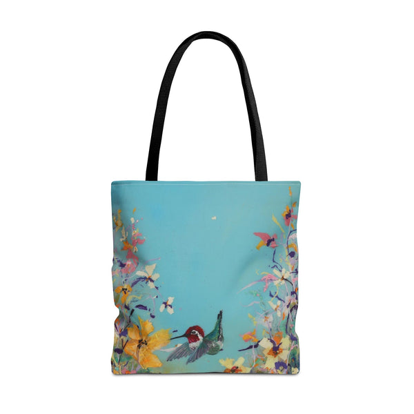 Hummingbird Tote Bag - Anna Hummingbird Diving Into Flowers Design