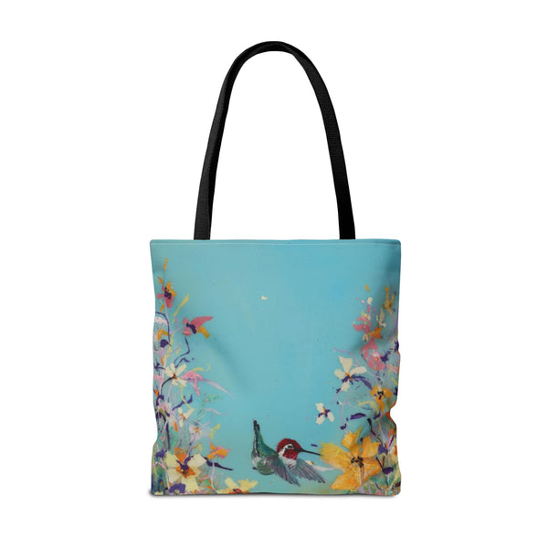 Hummingbird Tote Bag - Anna Hummingbird Diving Into Flowers Design