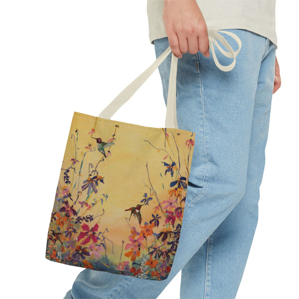 Hummingbirds at Dawn  Bag, Reusable Shopping Tote, Summer Beach Bag, Eco-Friendly Carryall, Gift for Nature Lovers