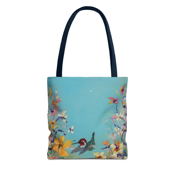 Hummingbird Tote Bag - Anna Hummingbird Diving Into Flowers Design
