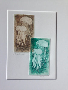 12x16 Matted one of a kind Jellyfish