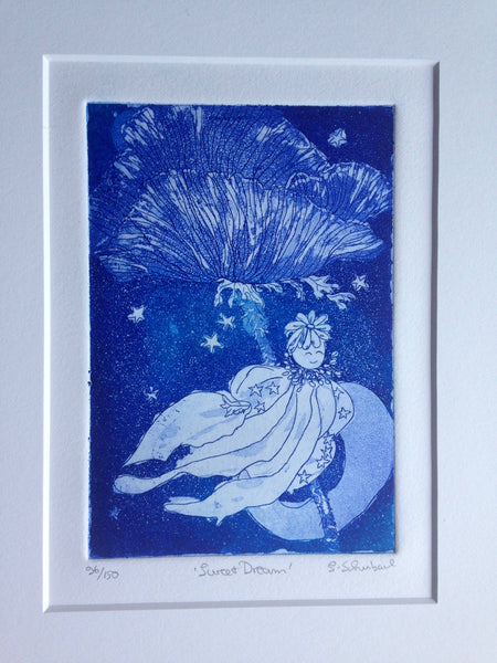 framed Little Girl's Journey into the Starry Winter Night