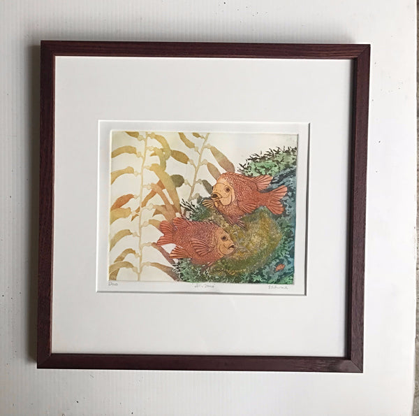 16x16 framed  Garibaldi 'Let's Dance' (earth tones)