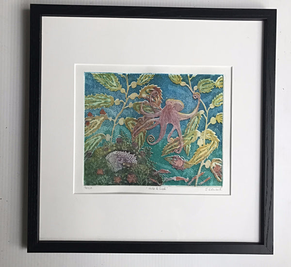 16x16 framed  Octapus Hide & Seek Blues