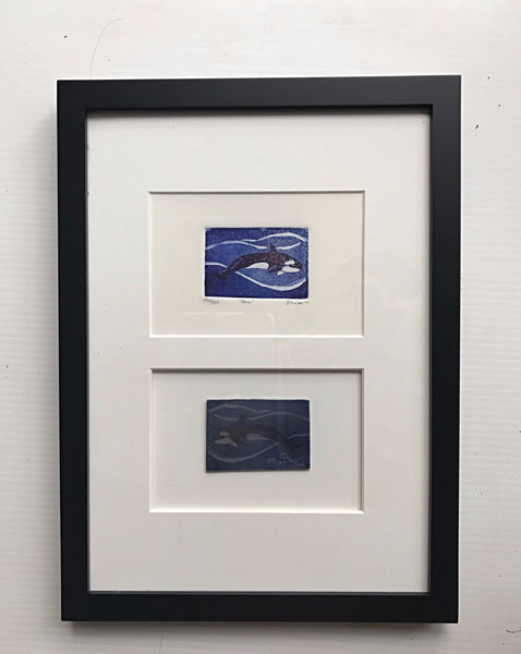 Framed Octopus and other Original Etching Plate