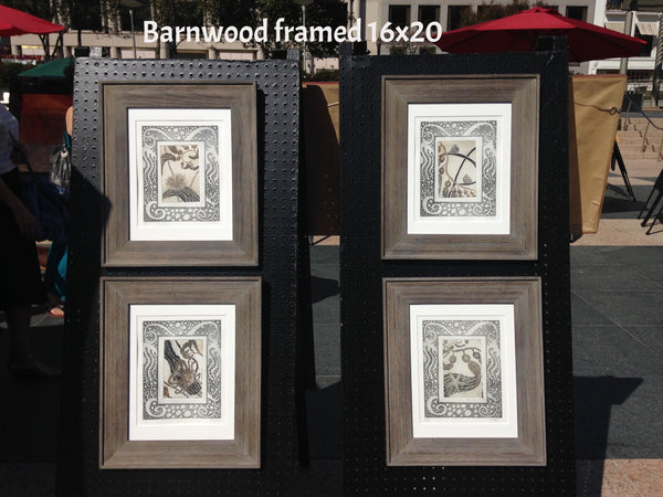 Black Framed Black & White Ocean Quadruptic