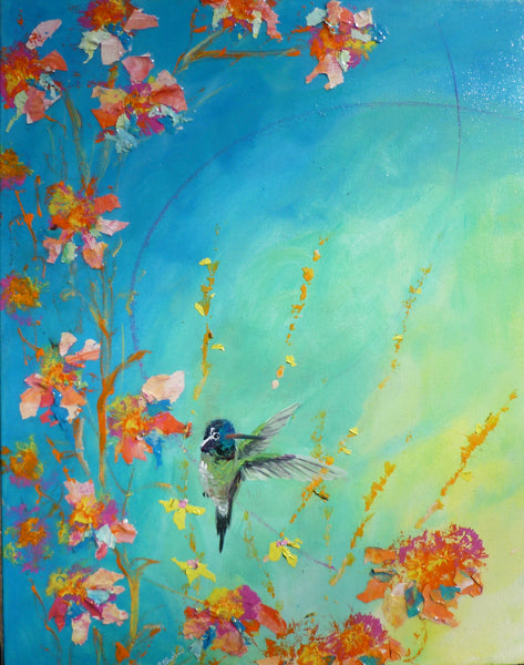 Ruby Throat & blue chinned Hummer two, original  paintings 16"x20" each