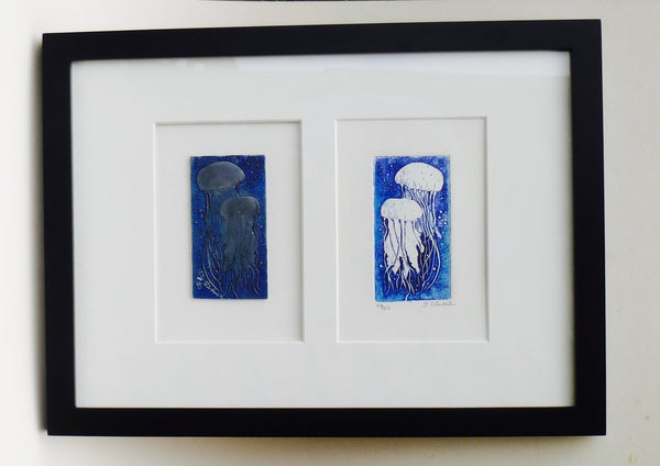 Framed Octopus and other Original Etching Plate