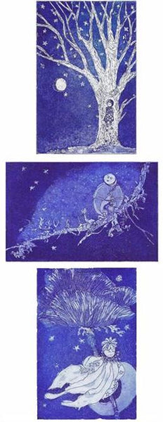 framed Little Girl's Journey into the Starry Winter Night