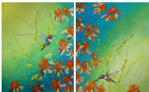 Allen Hummer Double original 2 16x20 paintings