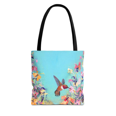 Vibrant Hummingbird Tote Bag, Colorful Floral Bag, Eco-Friendly Shopping Bag, Gift for Nature Lovers, Summer Accessory