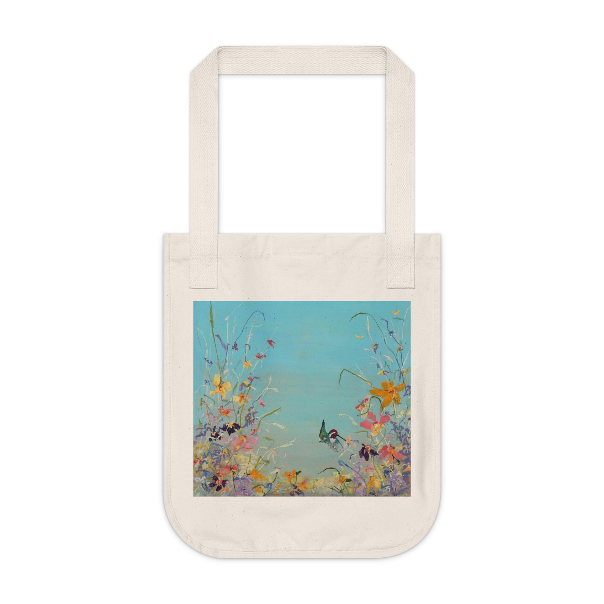 Floral Garden Organic Canvas Tote Bag, Eco-Friendly Shopping Tote, Reusable Grocery Bag, Gift for Flower Lovers, Beach Bag