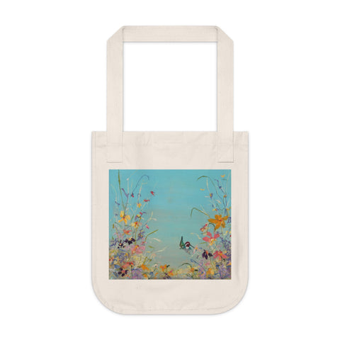 Floral Garden Organic Canvas Tote Bag, Eco-Friendly Shopping Tote, Reusable Grocery Bag, Gift for Flower Lovers, Beach Bag