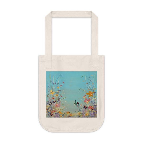 Floral Garden Organic Canvas Tote Bag, Eco-Friendly Shopping Tote, Reusable Grocery Bag, Gift for Flower Lovers, Beach Bag