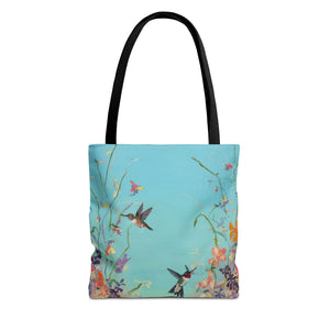 Floral Hummingbird Tote Bag, Stylish Reusable Shopping Bag, Beach Tote, Gift for Nature Lovers, Eco-Friendly Daily Essential