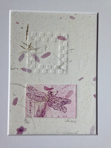 Dragonfly on Mulberry leave paper